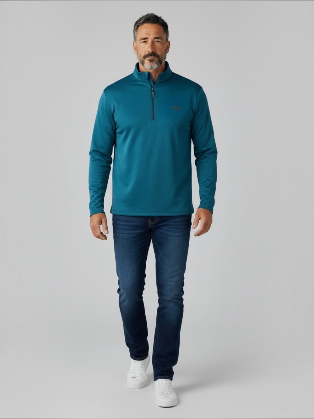 Callaway Quarter Zip Golf Pullover Long Sleeve Men’s Sz L, Teal Blue